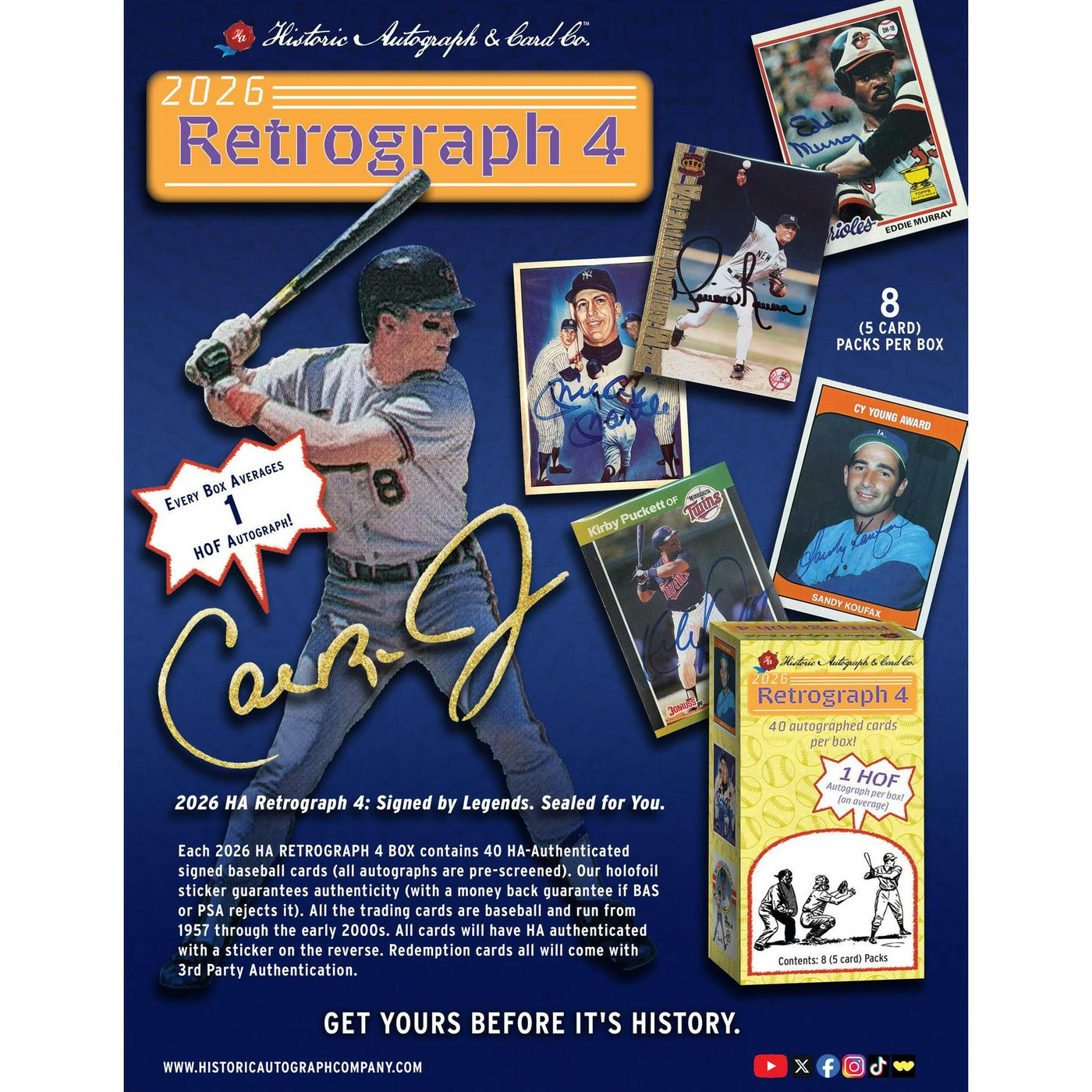 2026 Historic Autographs Retrograph 4 Baseball Hobby Box