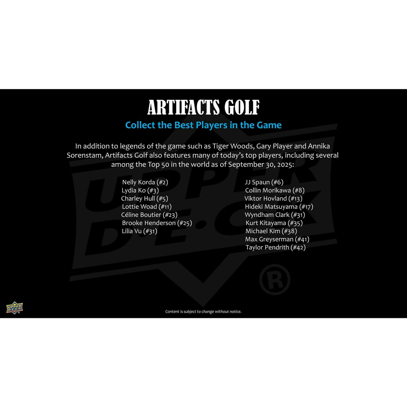2026 Upper Deck Artifacts Golf Hobby 20-Box Case