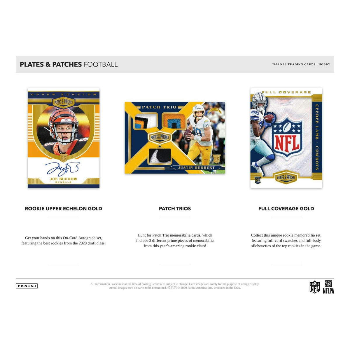 2020 Panini Plates and Patches Football Hobby 12-Box Case