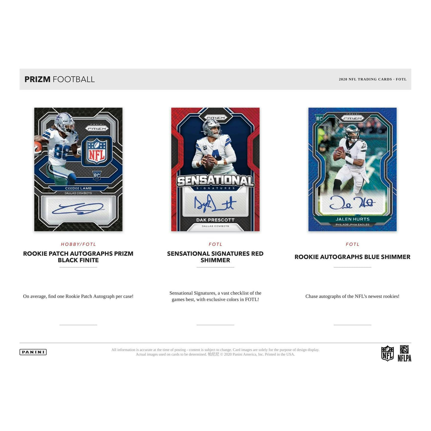 2020 Panini Prizm Football 1st Off The Line FOTL Hobby Box