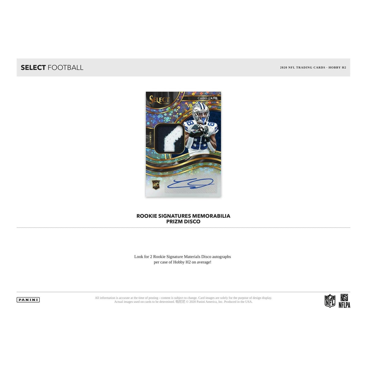 2020 Panini Select Football Hobby Hybrid H2 20-Box Case