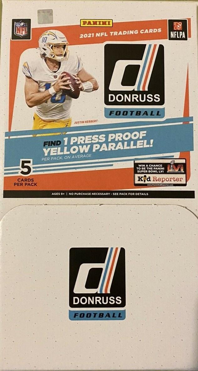 2021 Panini Donruss Football 48-Pack Gravity Feed Box (Press Proof Yellow Parallels) (Reed Buy)