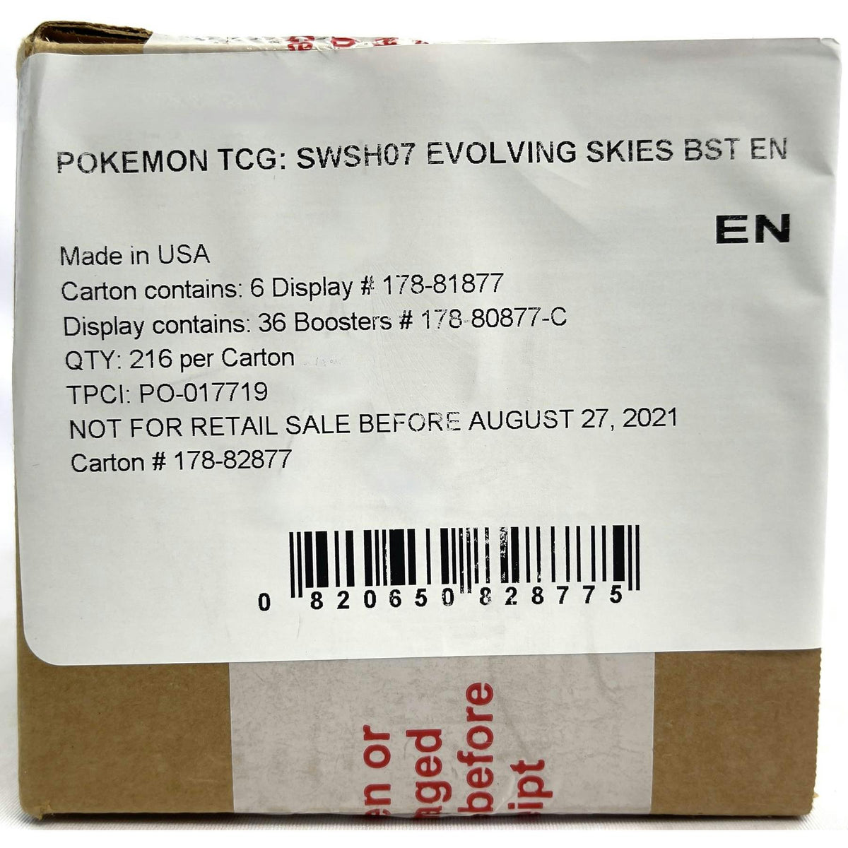 Pokemon Sword & Shield: Evolving Skies Booster 6-Box Case
