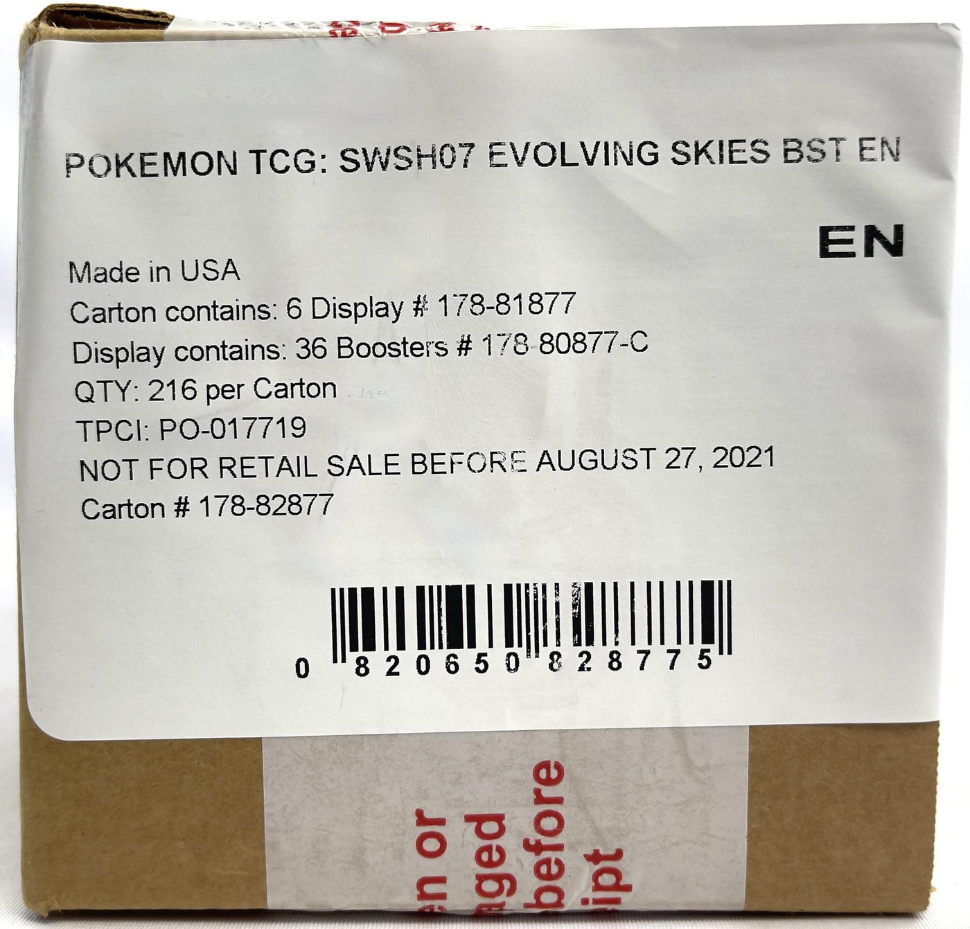 Pokemon Sword & Shield: Evolving Skies Booster 6-Box Case