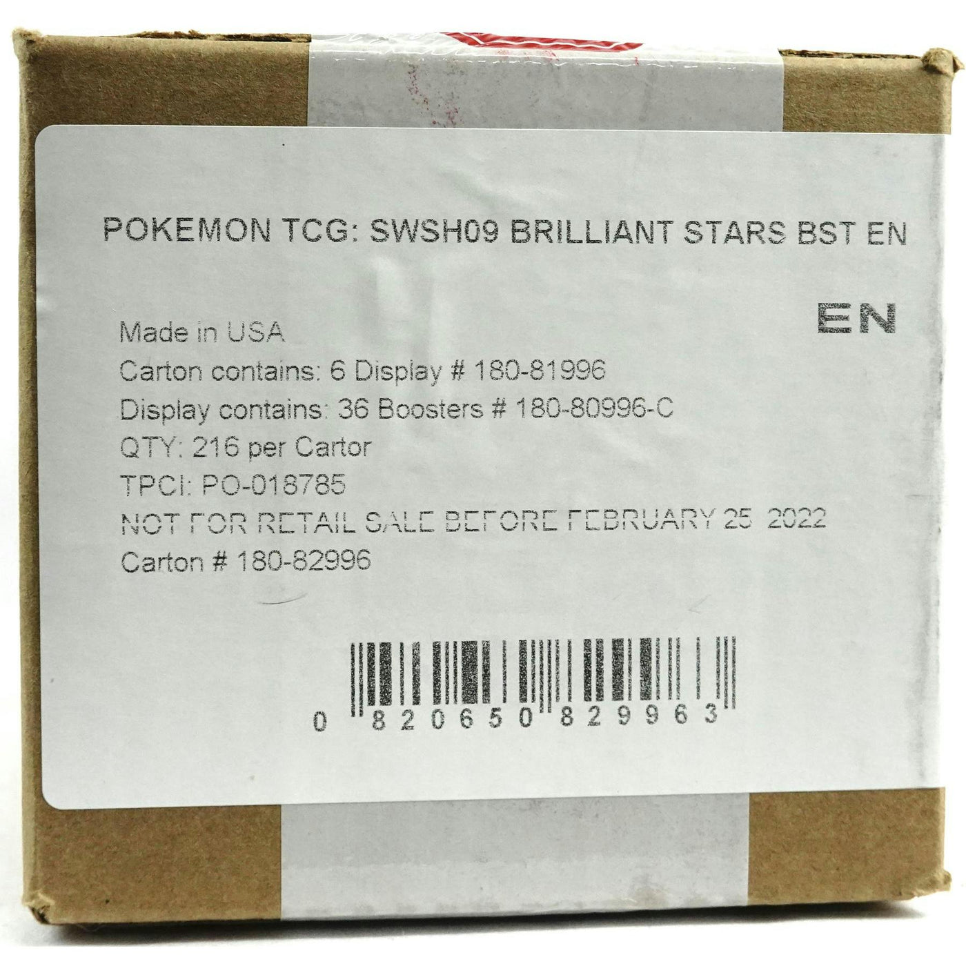 Pokemon Sword & Shield: Brilliant Stars Booster 6-Box Case