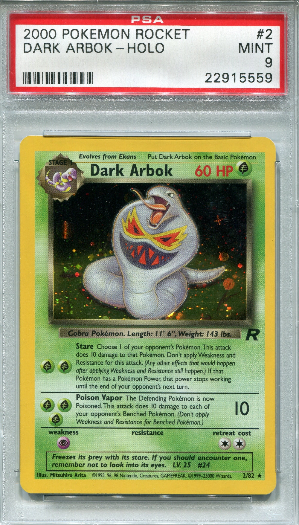 Pokemon Team Rocket Dark Arbok 2/82 PSA 9