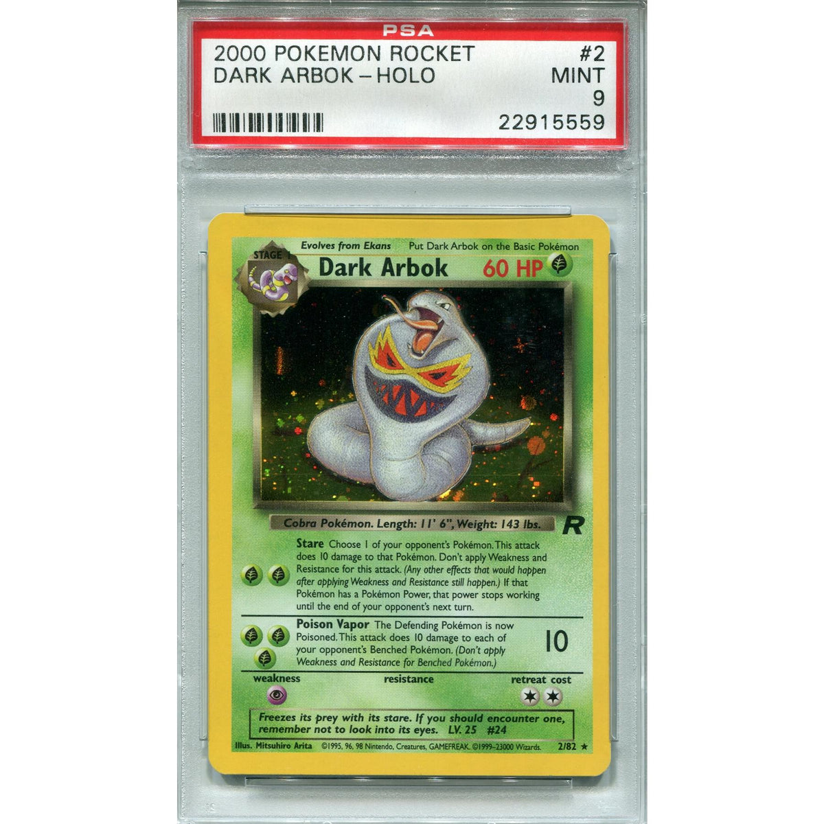 Pokemon Team Rocket Dark Arbok 2/82 PSA 9