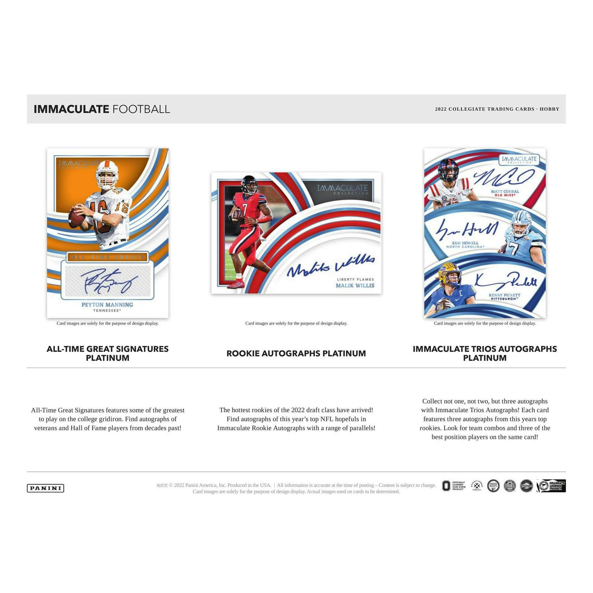 2022 Panini Immaculate Collegiate Football Hobby Box