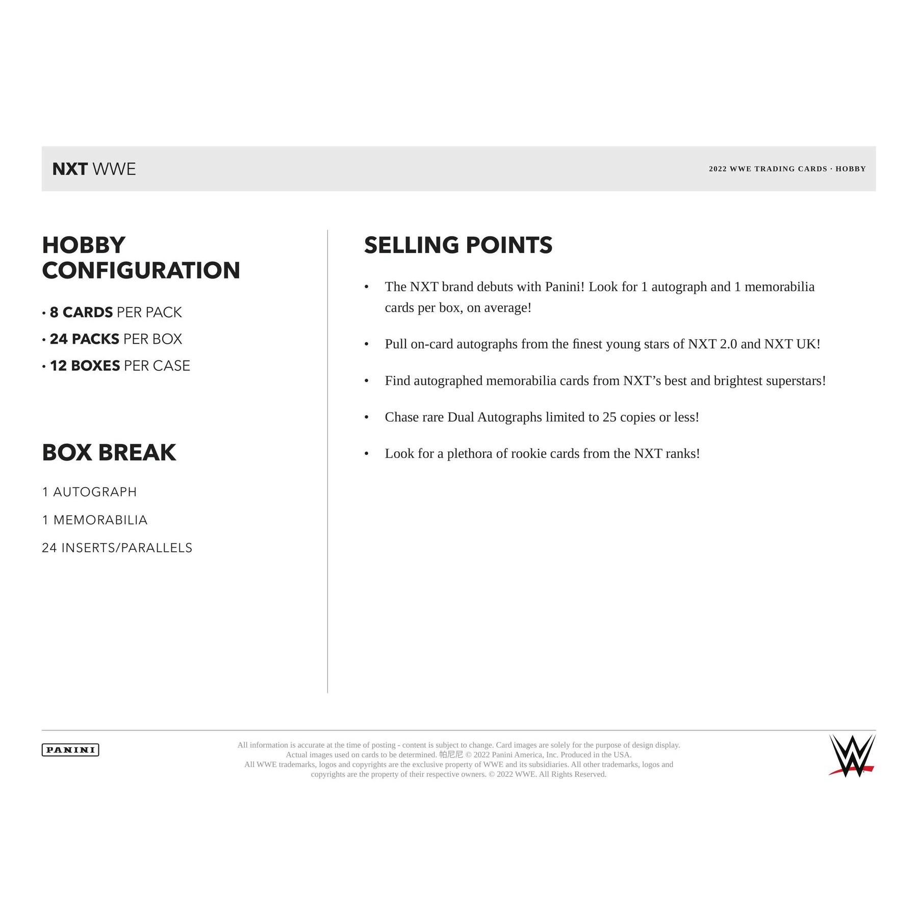 2022 Panini WWE NXT Wrestling Hobby 12-Box Case