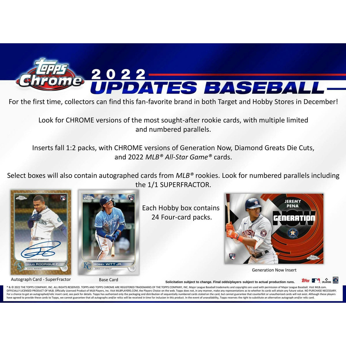 2022 Topps Chrome Update Series Baseball Hobby 12-Box Case