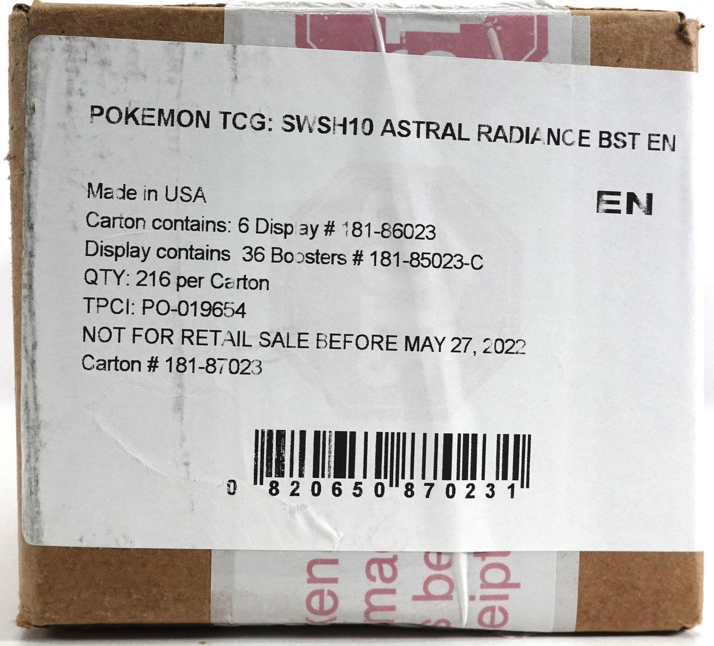 Pokemon Sword & Shield: Astral Radiance Booster 6-Box Case