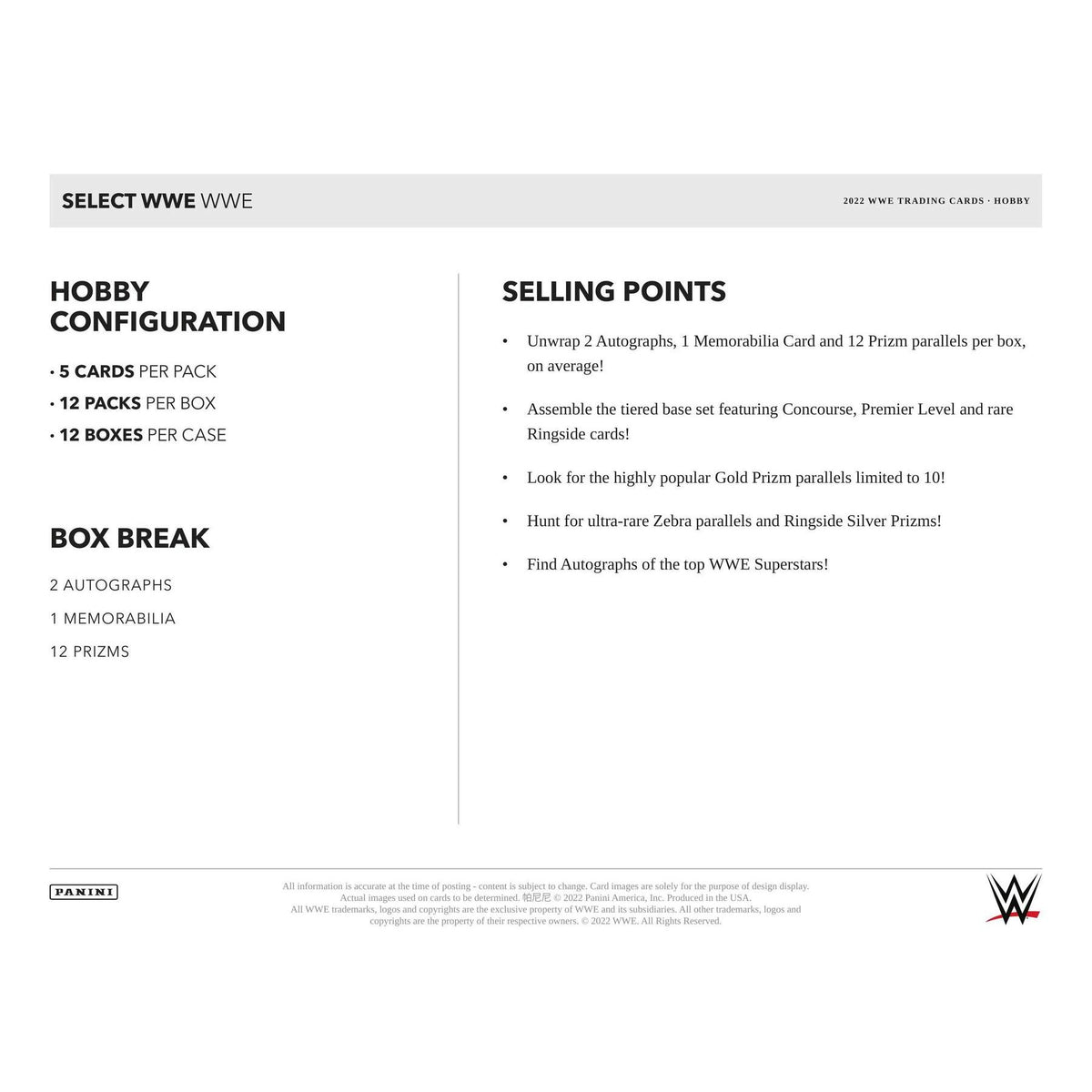 2022 Panini Select WWE Wrestling Hobby Box