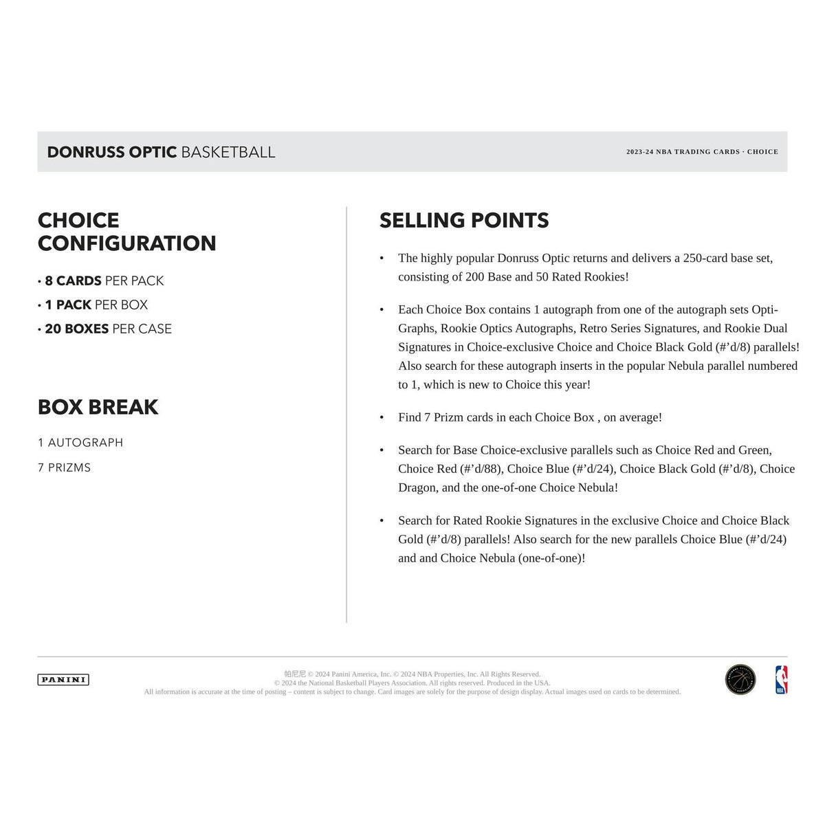 2023/24 Panini Donruss Optic Basketball Choice Box