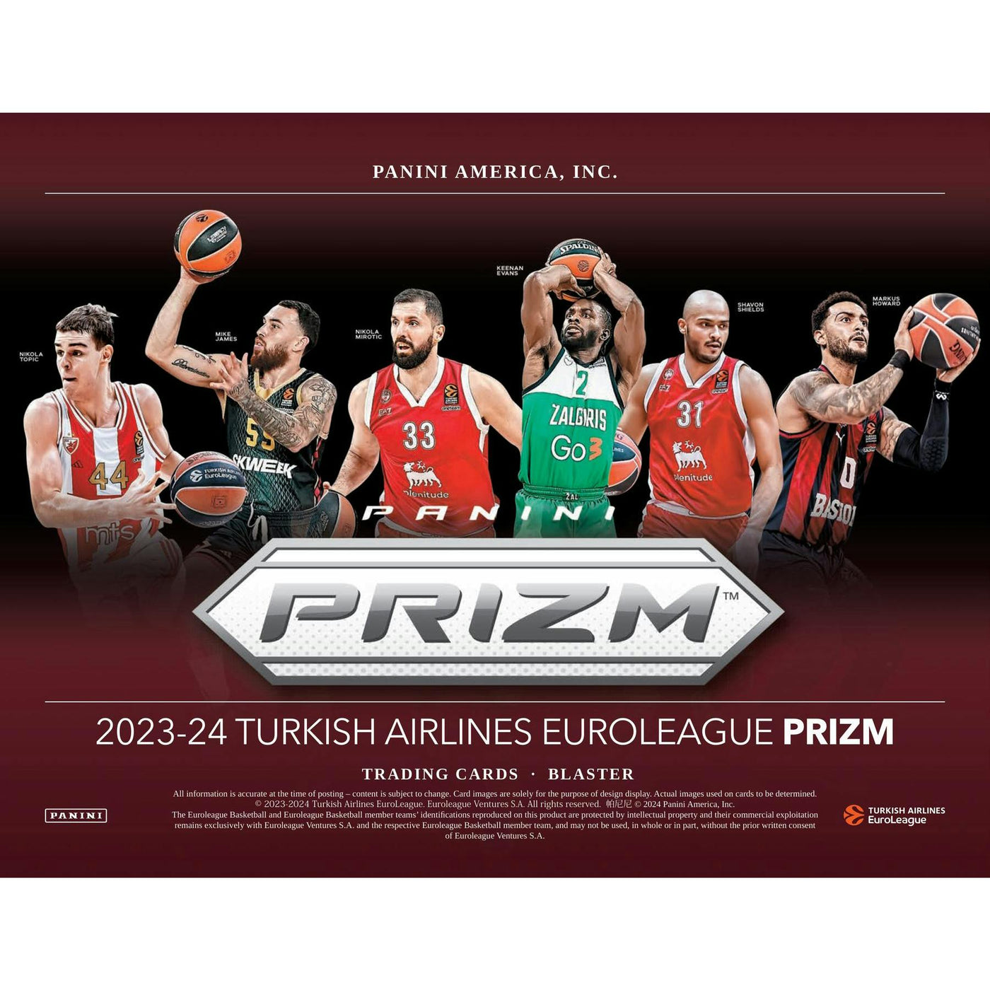 2023/24 Panini Prizm Turkish Airlines EuroLeague Basketball Blaster 20-Box Case