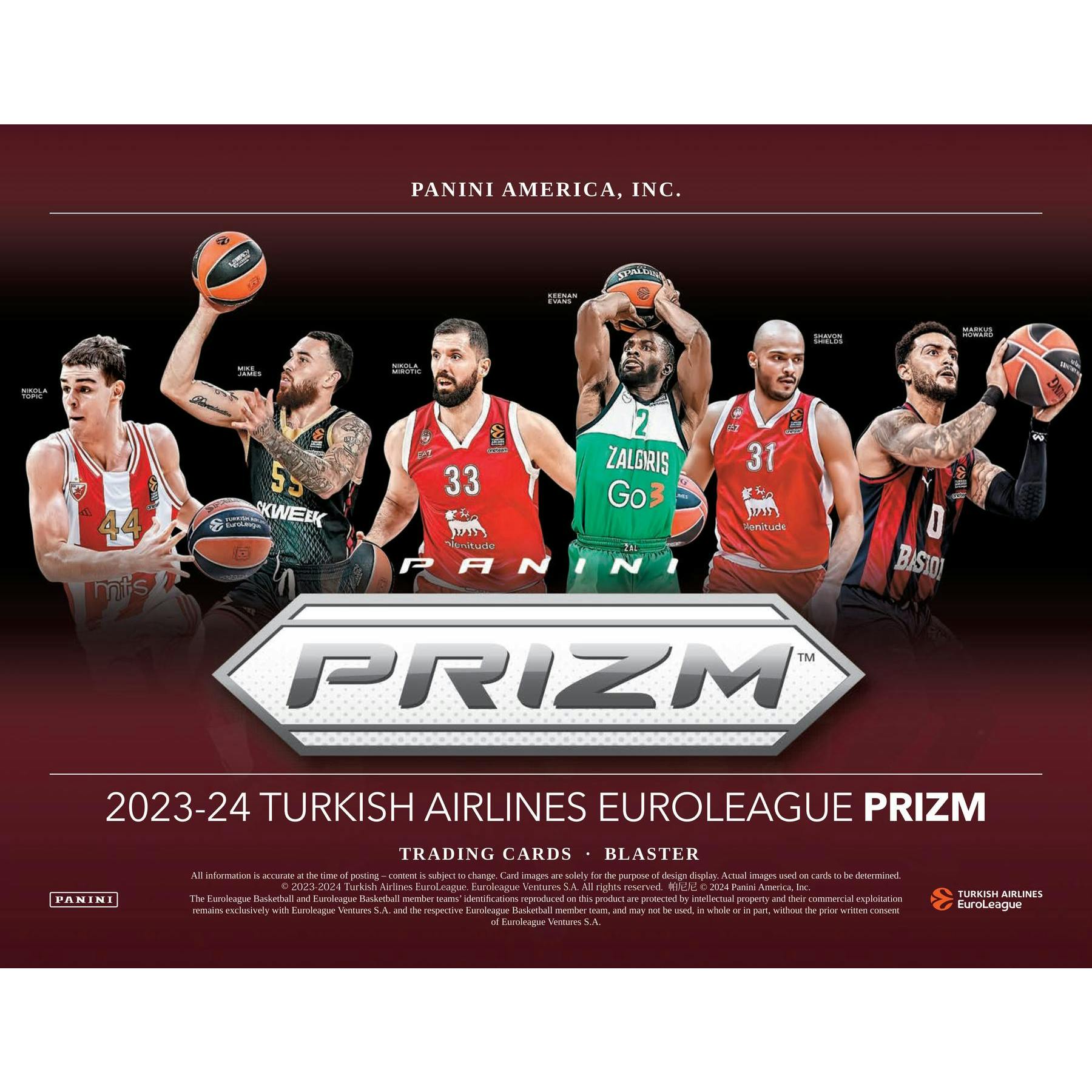2023/24 Panini Prizm Turkish Airlines EuroLeague Basketball Blaster 20-Box Case