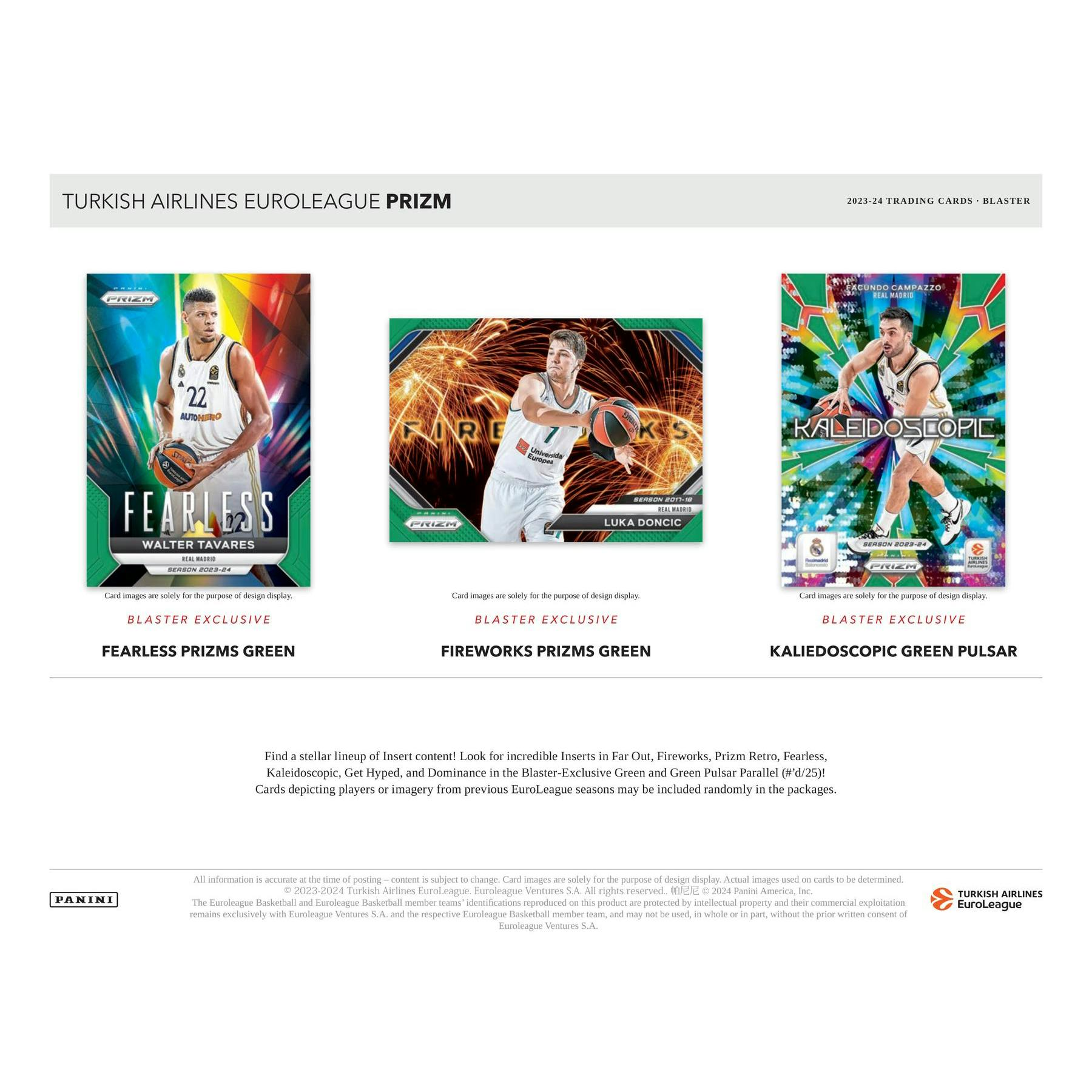 2023/24 Panini Prizm Turkish Airlines EuroLeague Basketball Blaster 20-Box Case