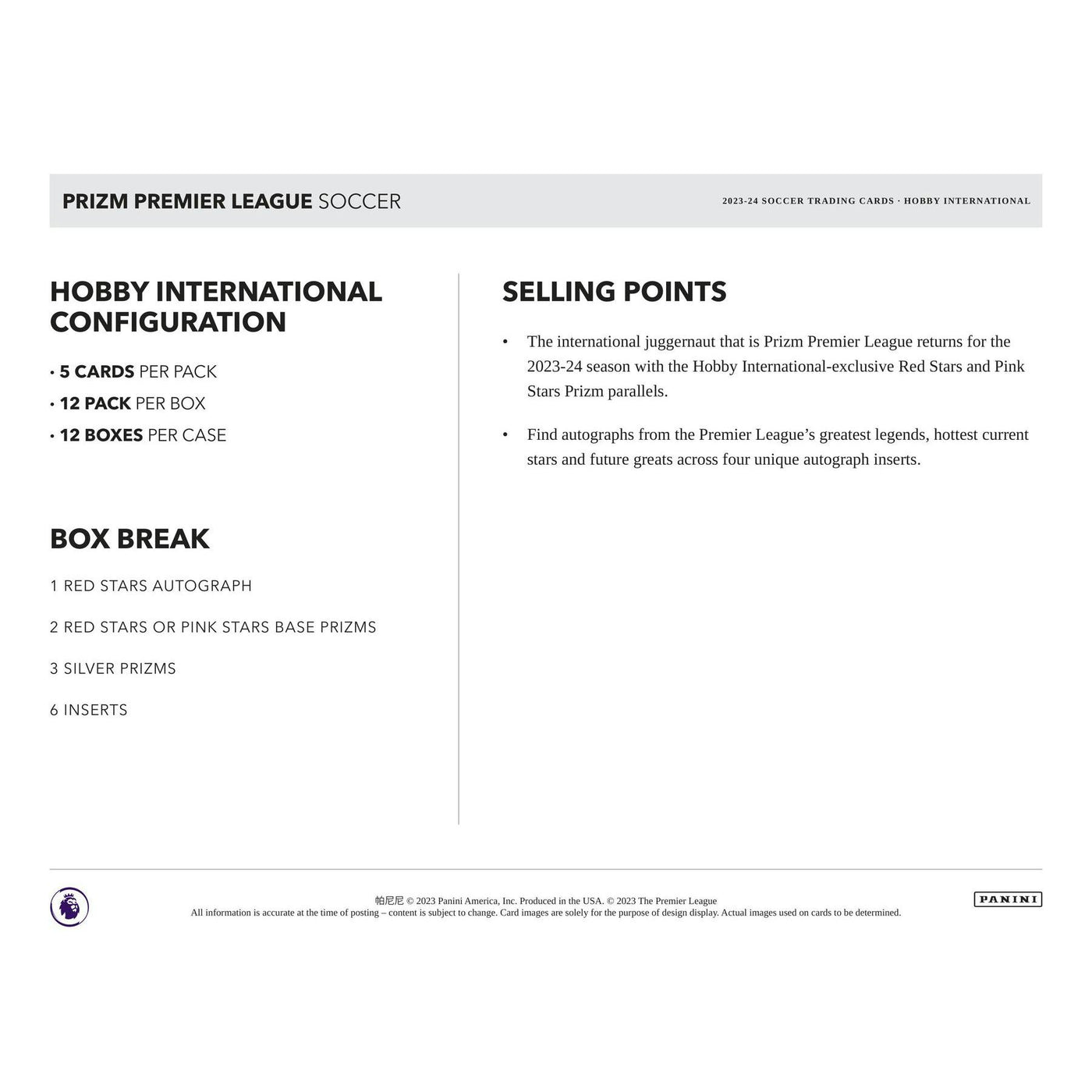 2023/24 Panini Prizm Premier League EPL Soccer International Hobby Box