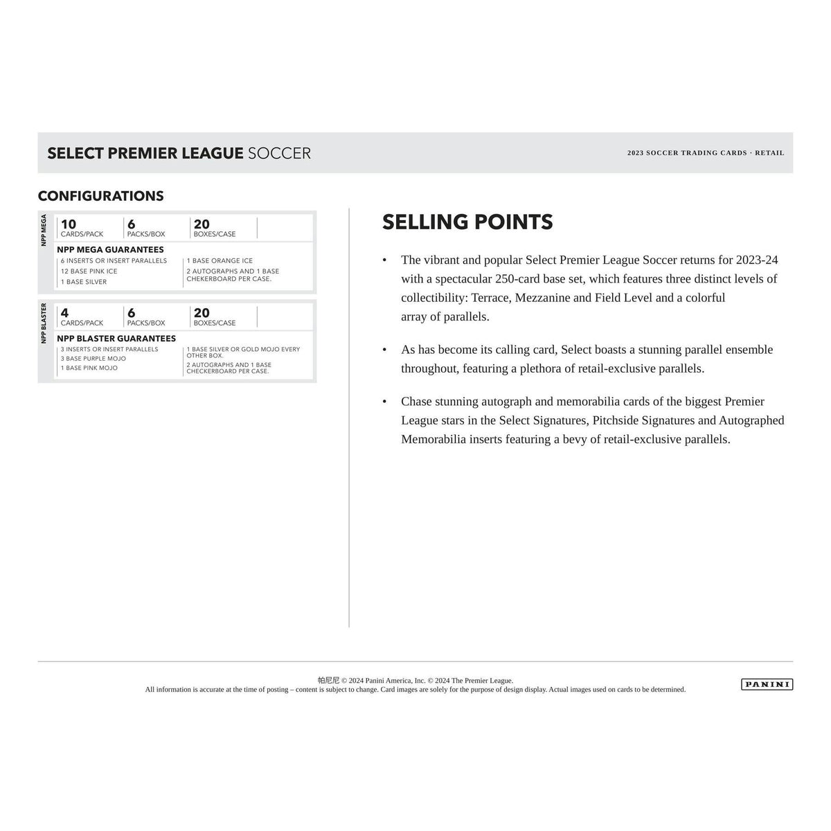 2023/24 Panini Select Premier League EPL Soccer Blaster 20-Box Case