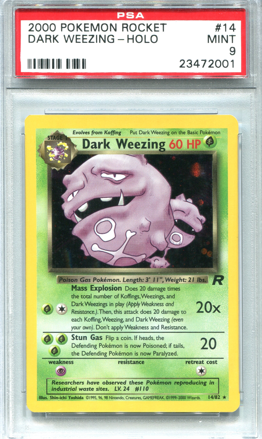 Pokemon Team Rocket Dark Weezing 14/82 PSA 9