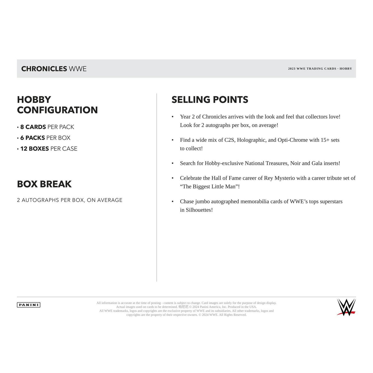 2023 Panini Chronicles WWE Wrestling Hobby 12-Box Case