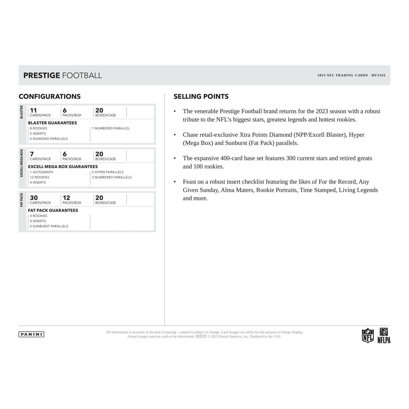 2023 Panini Prestige Football Jumbo Value Box (Reed Buy)