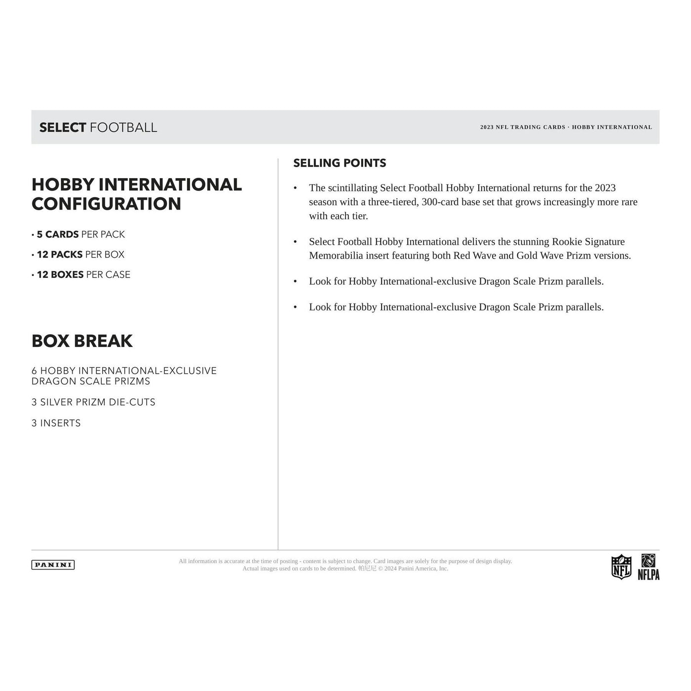 2023 Panini Select Football International Hobby Box