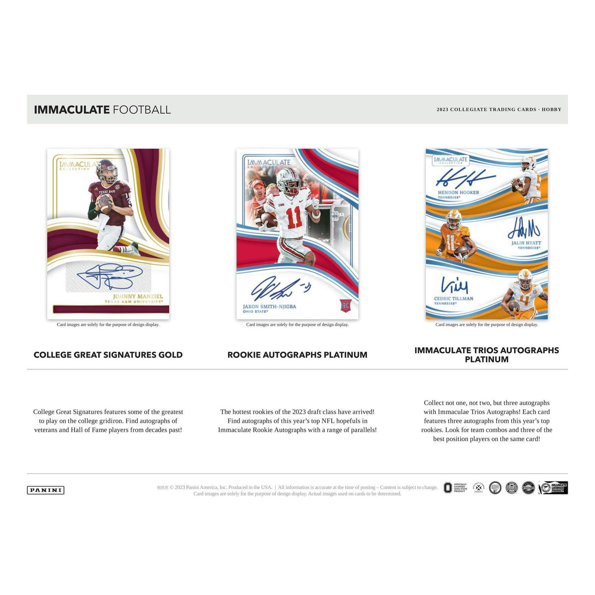 2023 Panini Immaculate Collegiate Football Hobby 5-Box Case
