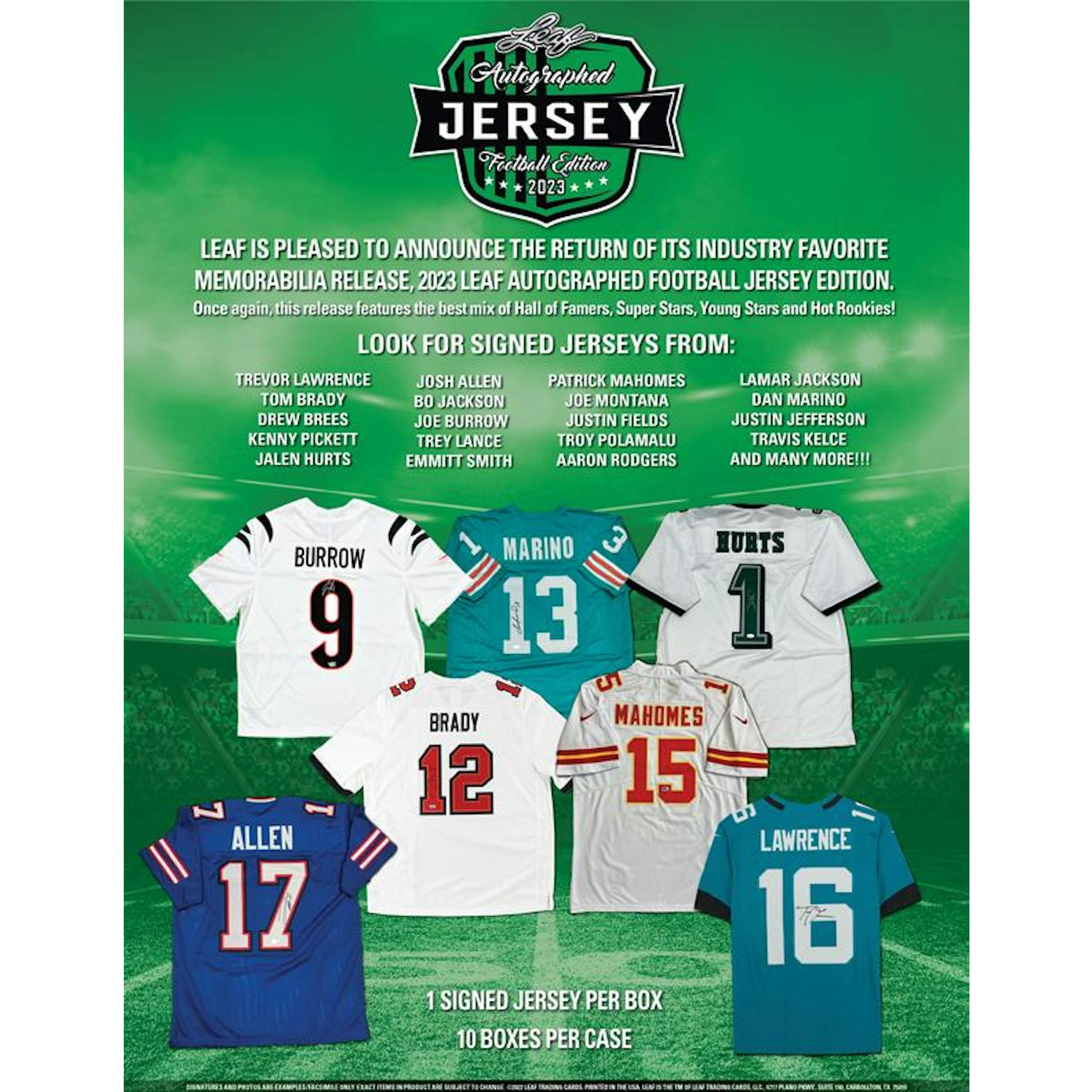 2023 Leaf Autographed Football Jersey Edition Hobby Box (Reed Buy)