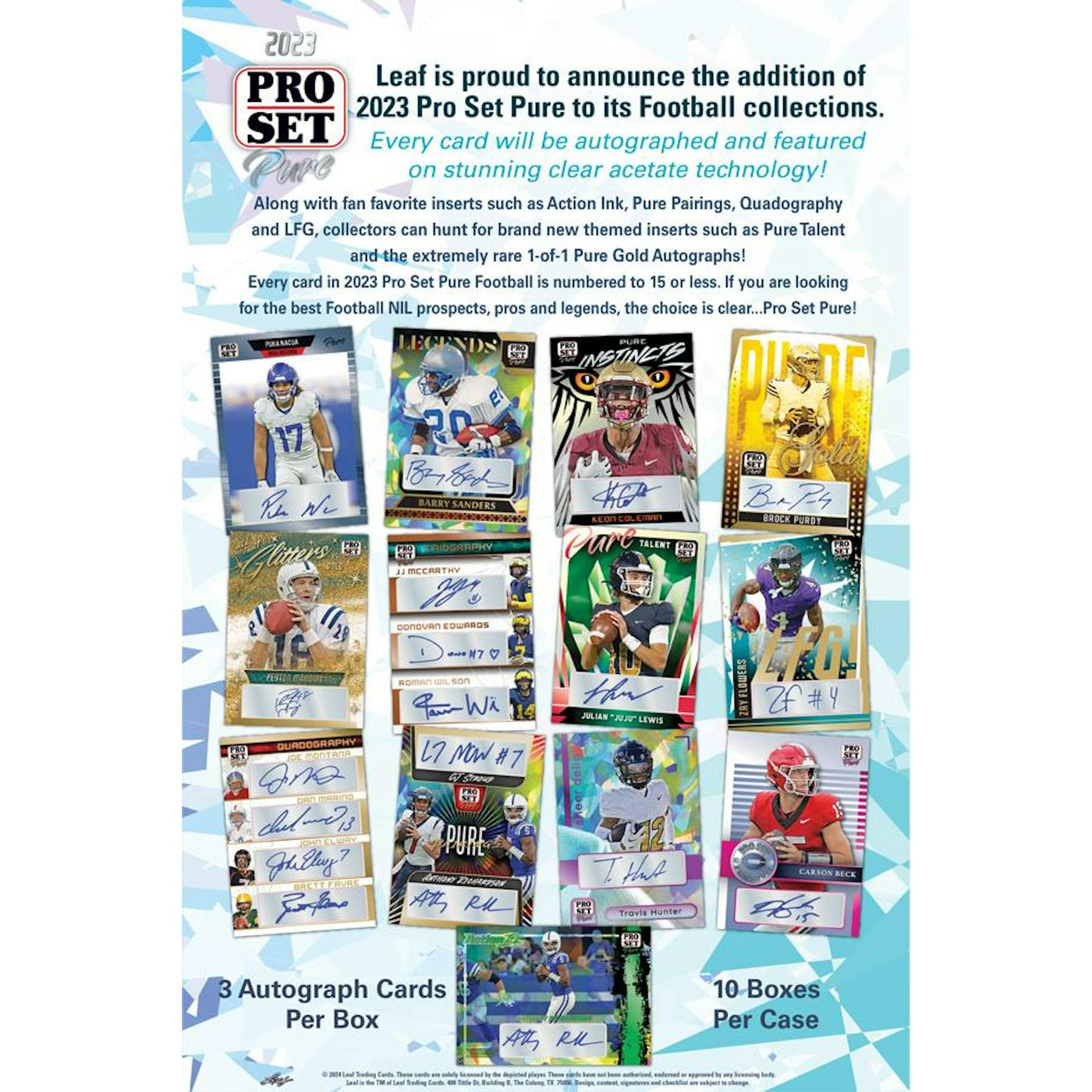 2023 Leaf Pro Set Pure Football Hobby Box (Reed Buy)