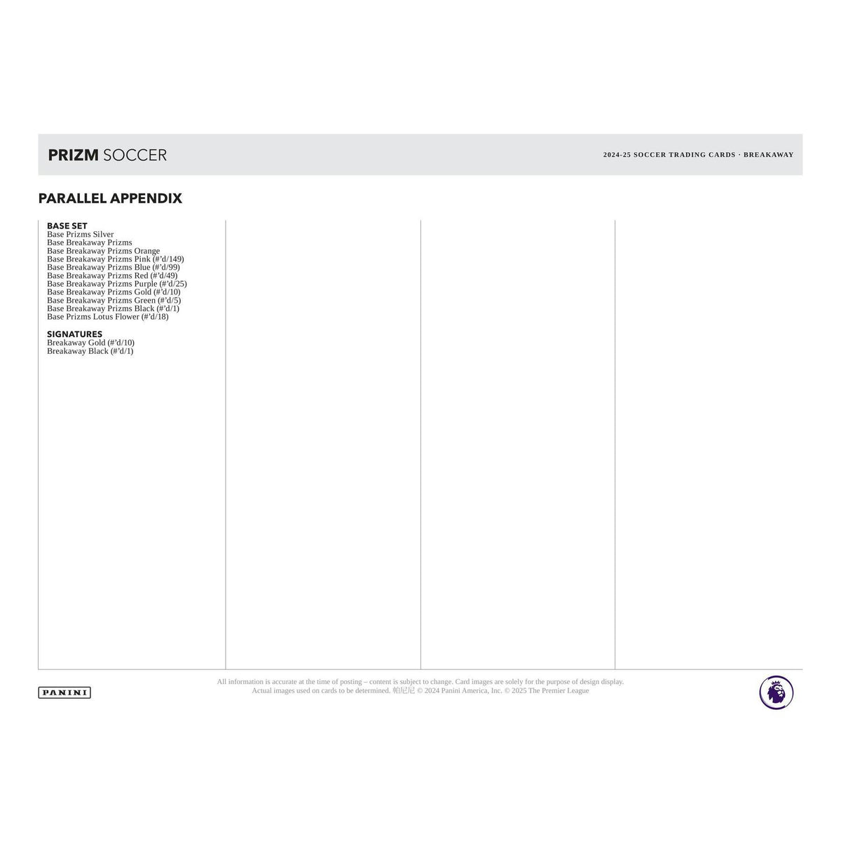 2024/25 Panini Prizm Premier League EPL Soccer Breakaway Box