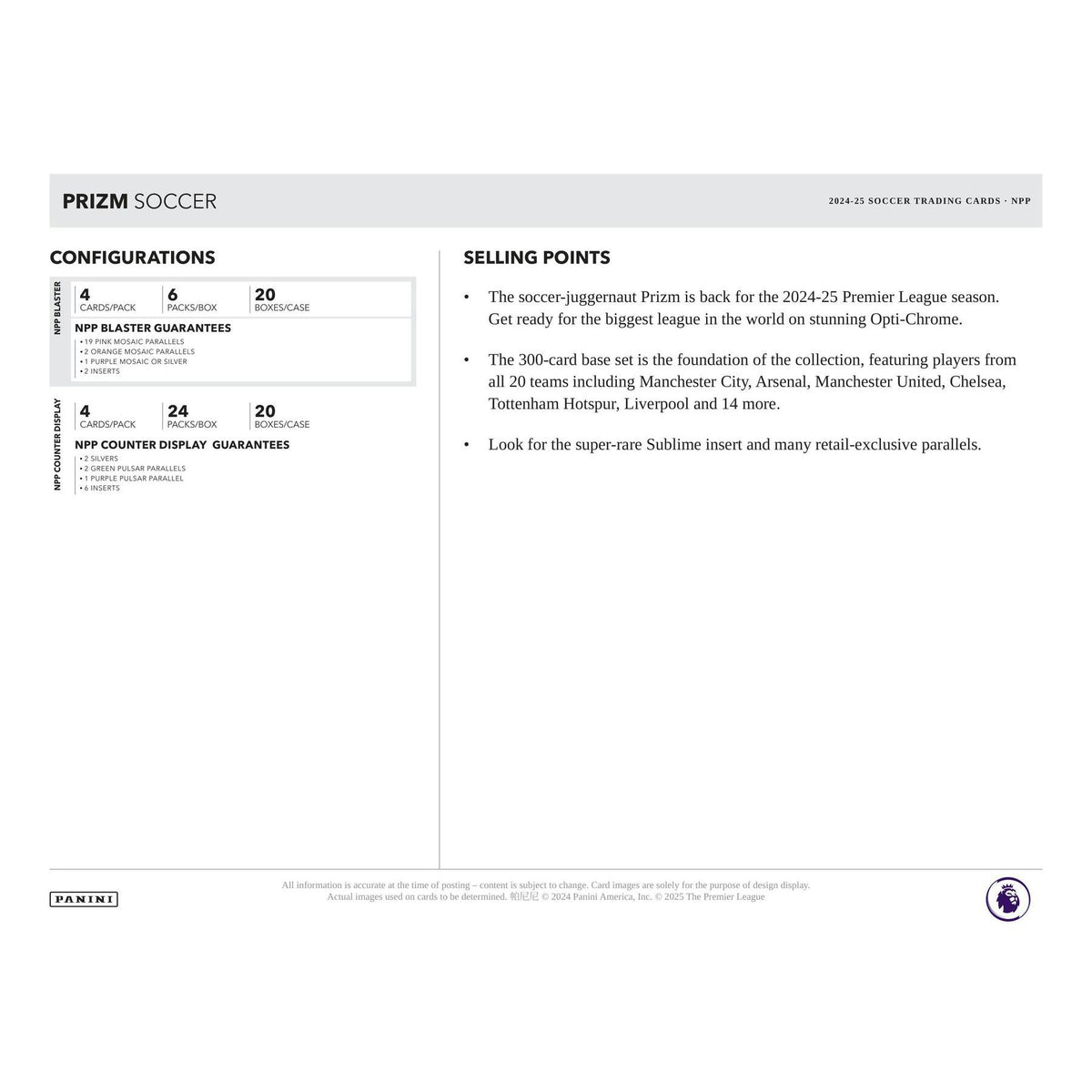 2024/25 Panini Prizm Premier League EPL Soccer 24-Pack Retail 20-Box Case