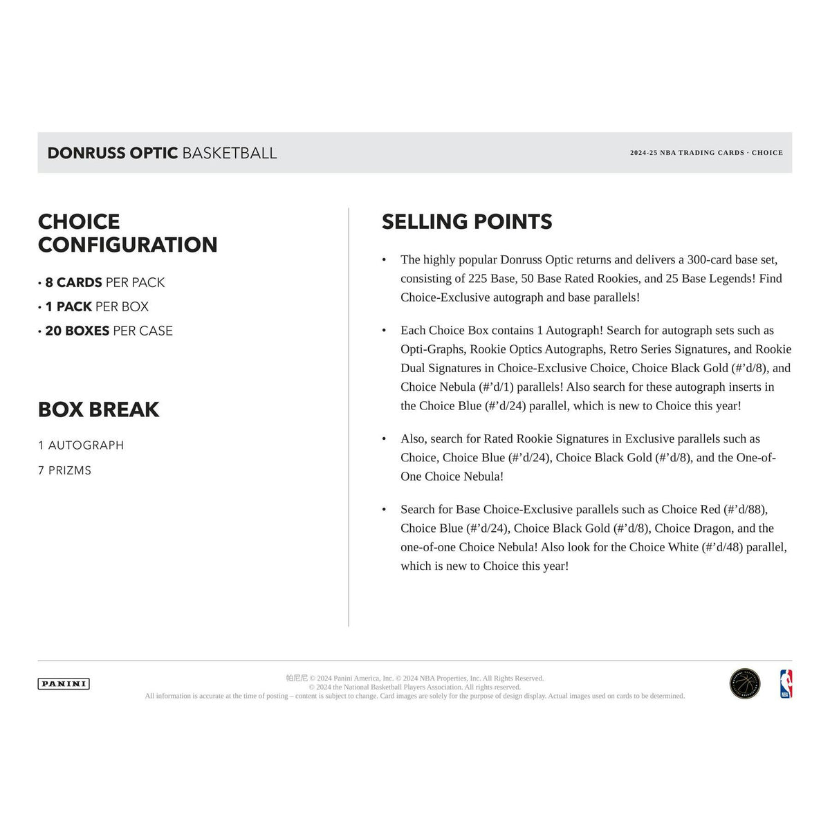 2024/25 Panini Donruss Optic Basketball Choice Box
