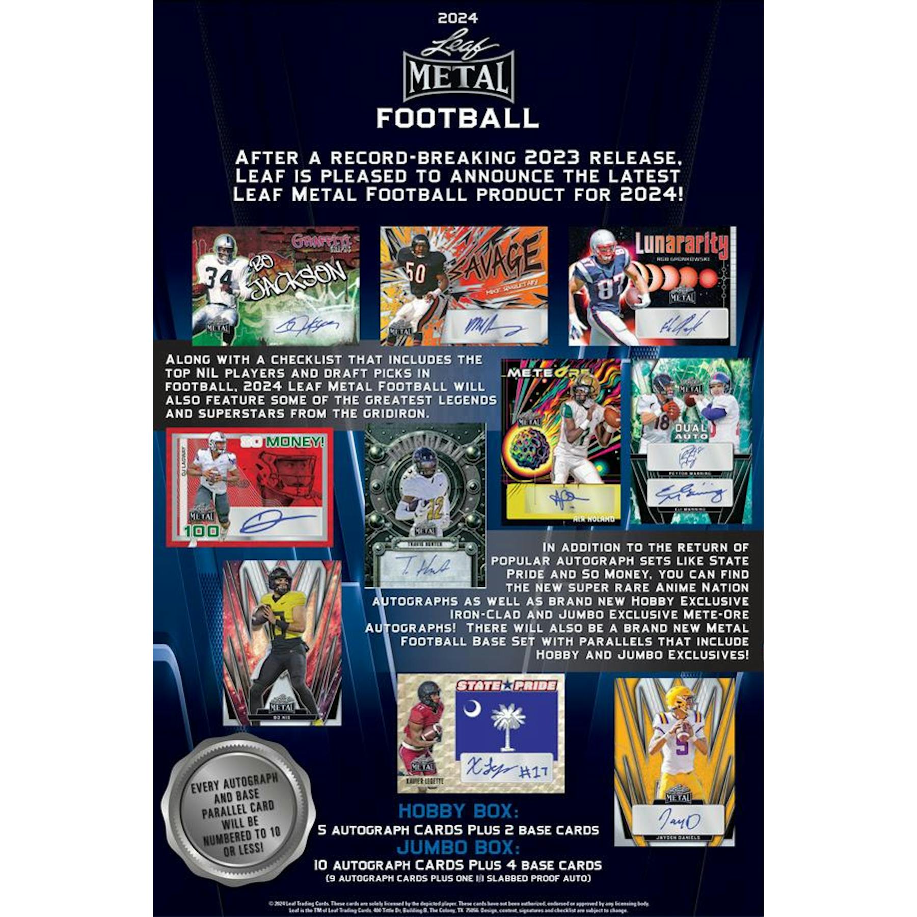 2024 Leaf Metal Football Hobby Box (Reed Buy)
