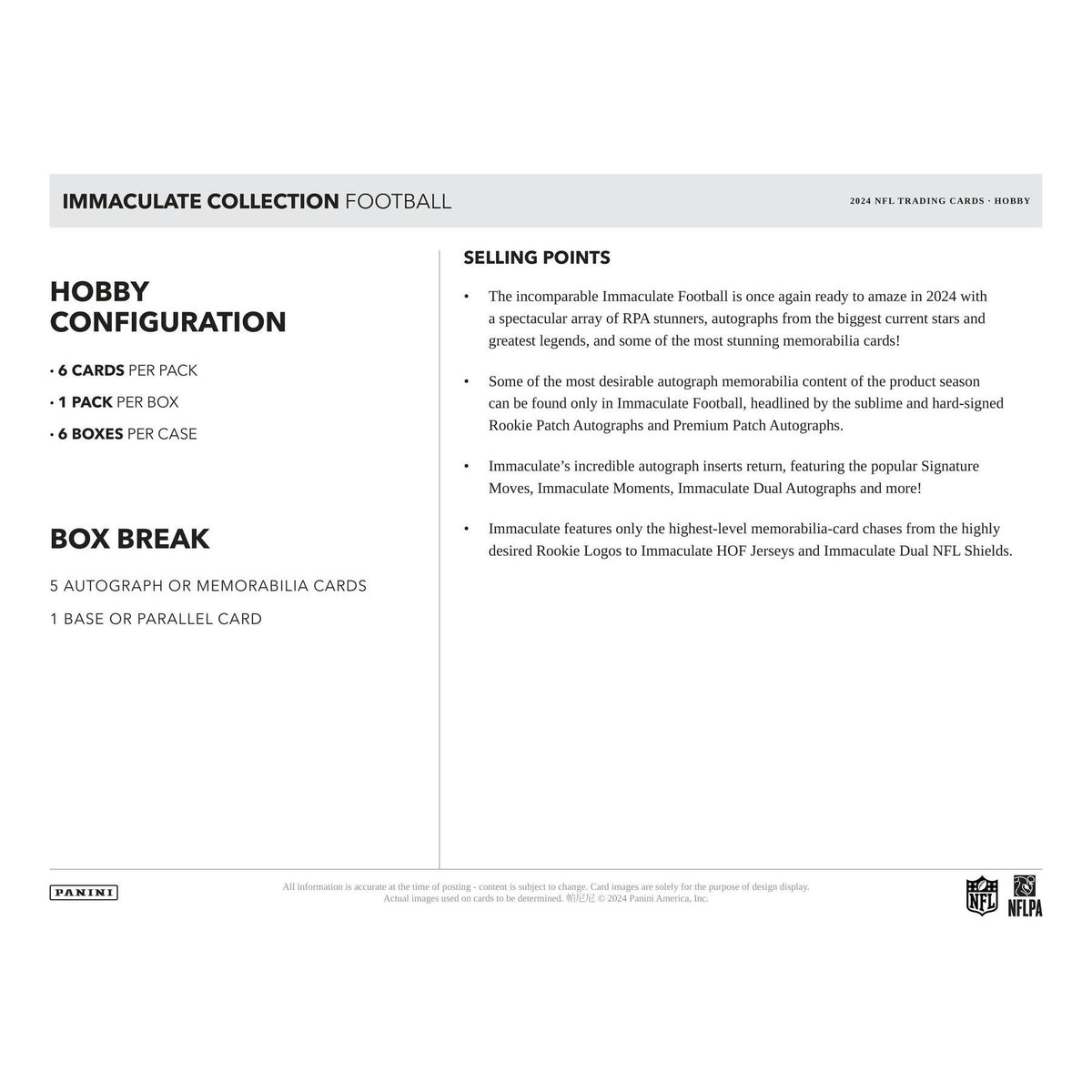 2024 Panini Immaculate Football Hobby 6-Box Case