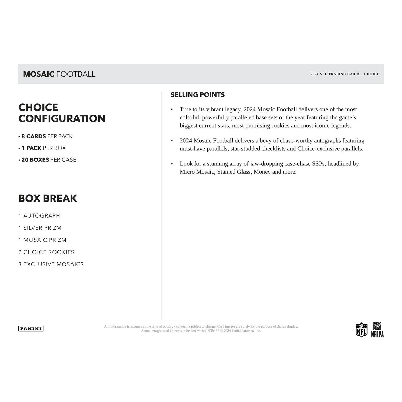 2024 Panini Mosaic Football Choice Box