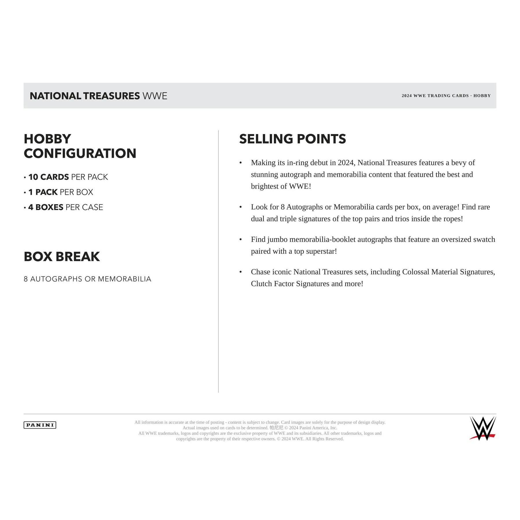 2024 Panini National Treasures WWE Wrestling Hobby 4-Box Case