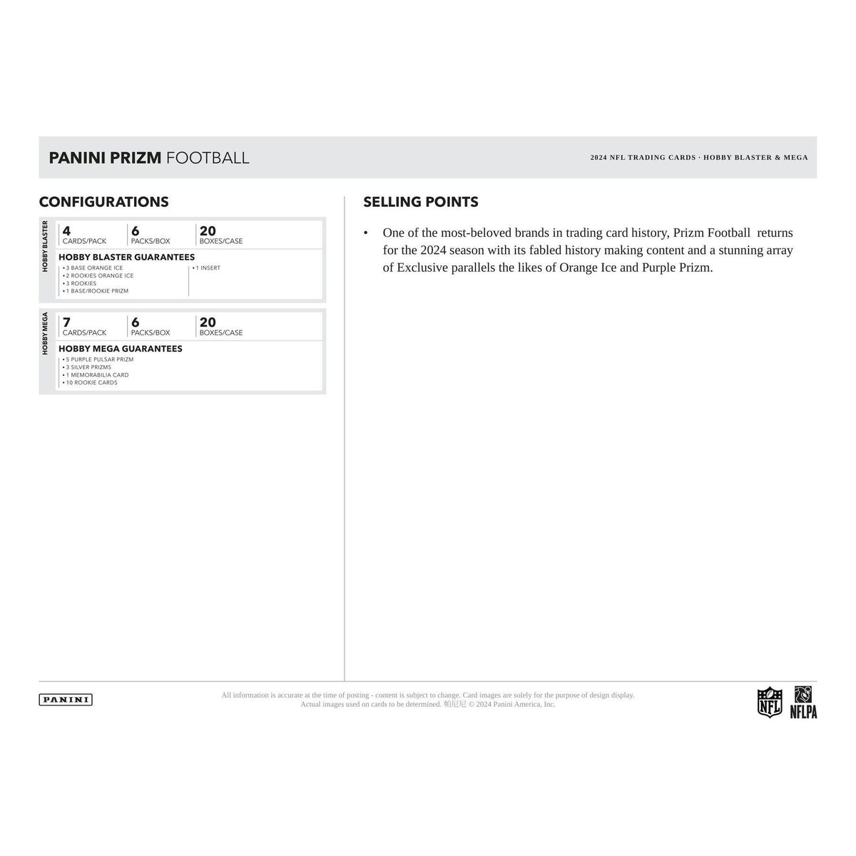 2024 Panini Prizm Football Blaster Hobby Box (Orange Ice Prizms!)