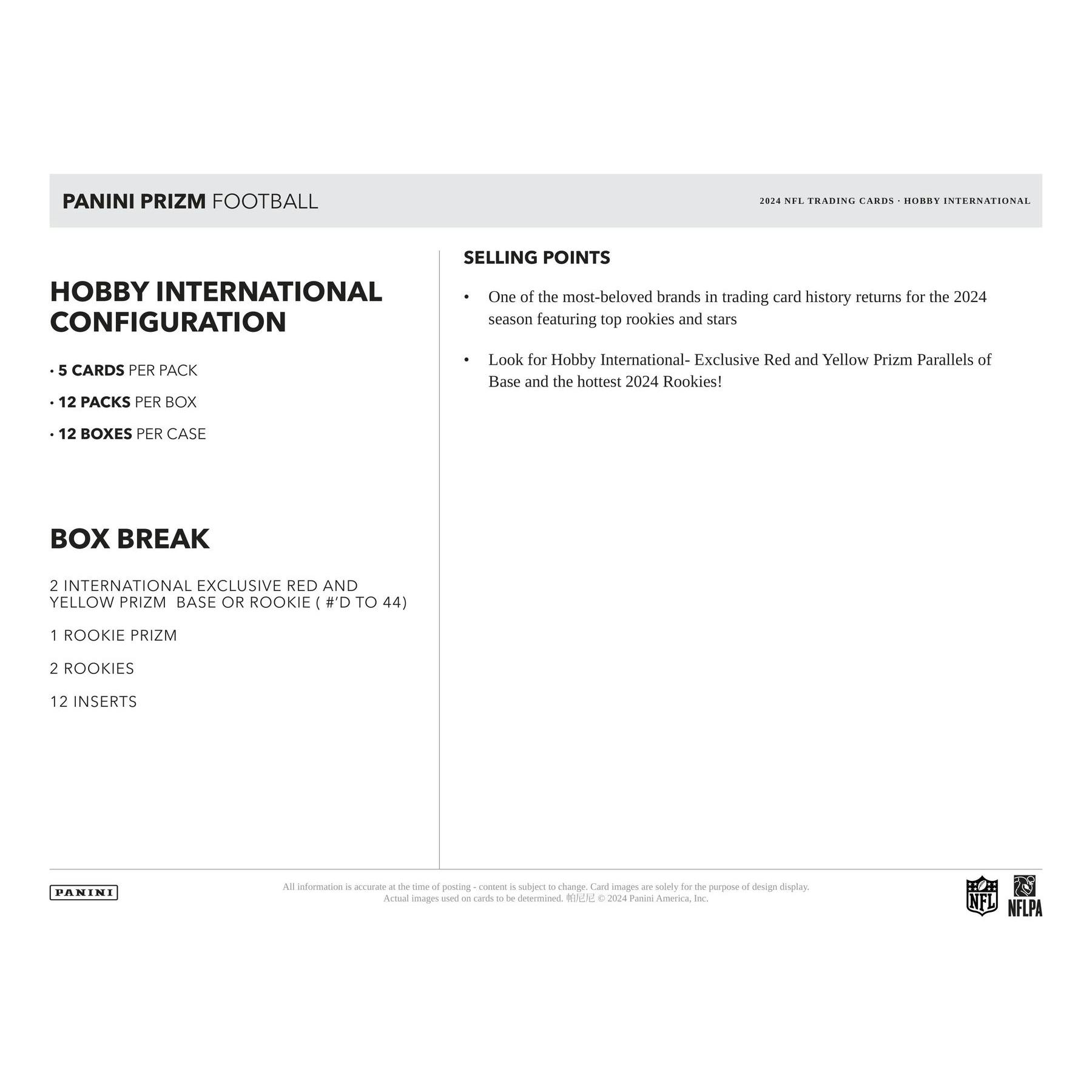 2024 Panini Prizm Football International Hobby 12-Box Case