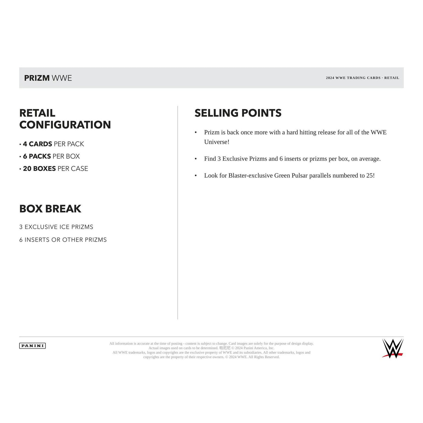 2024 Panini Prizm WWE Wrestling Blaster Box