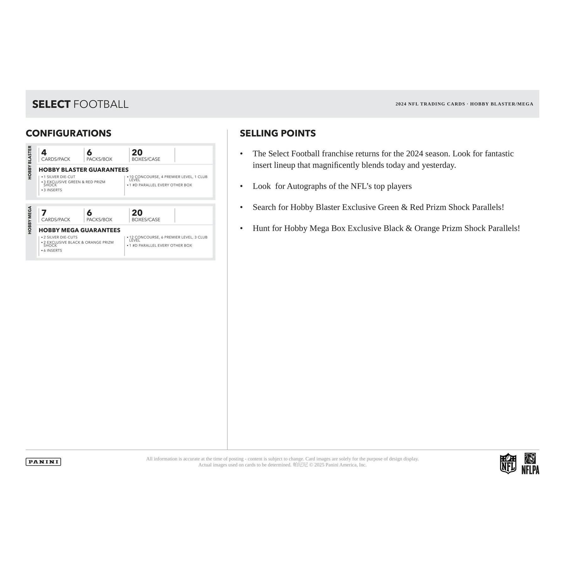 2024 Panini Select Football Blaster Hobby 20-Box Case