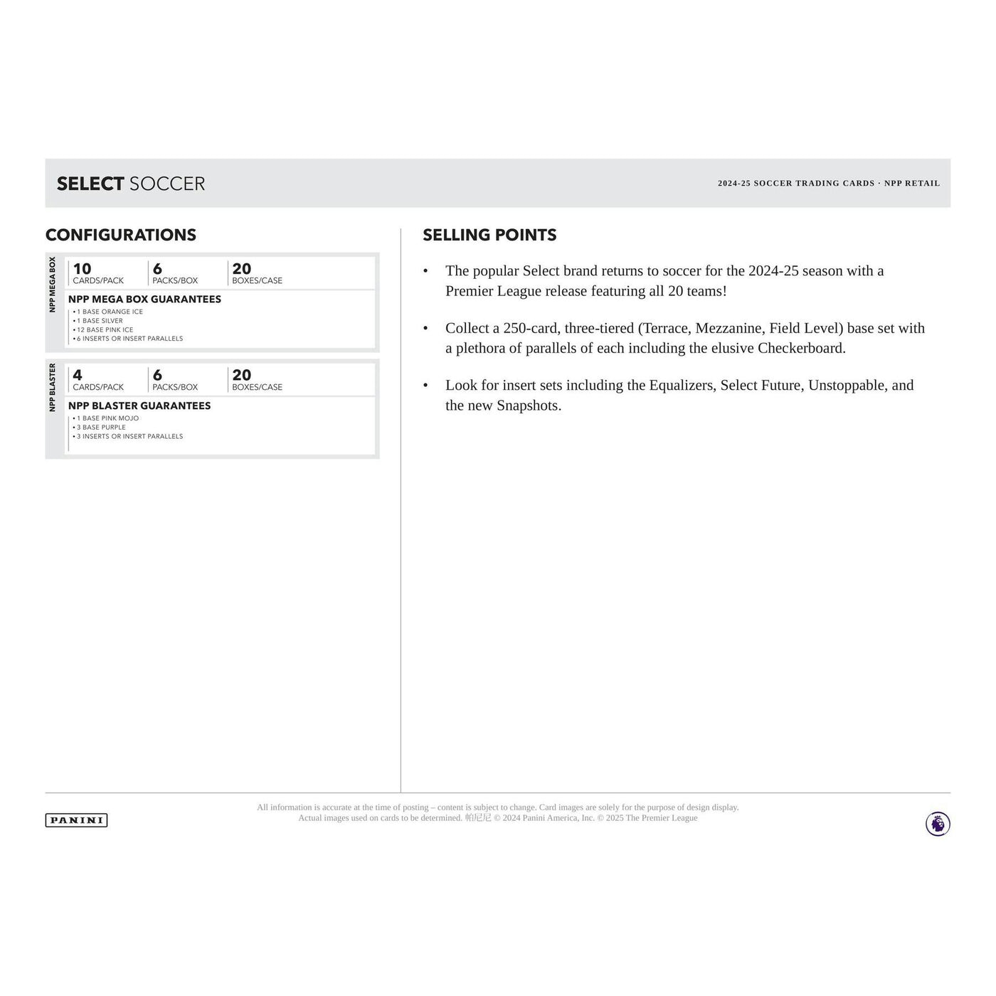 2024/25 Panini Select Premier League EPL Soccer Blaster 20-Box Case
