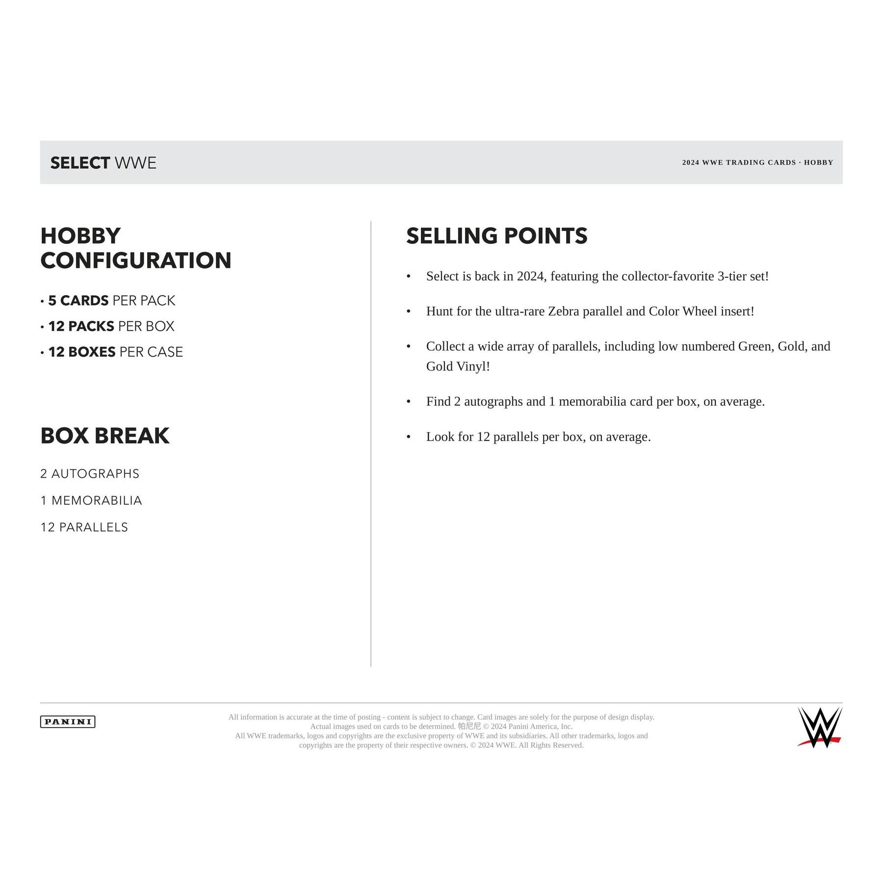 2024 Panini Select WWE Wrestling Hobby 12-Box Case