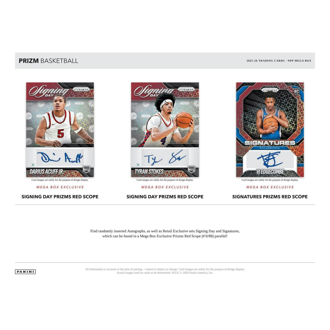 2025/26 Panini Prizm Basketball Mega Box (Red Ice Prizms!)