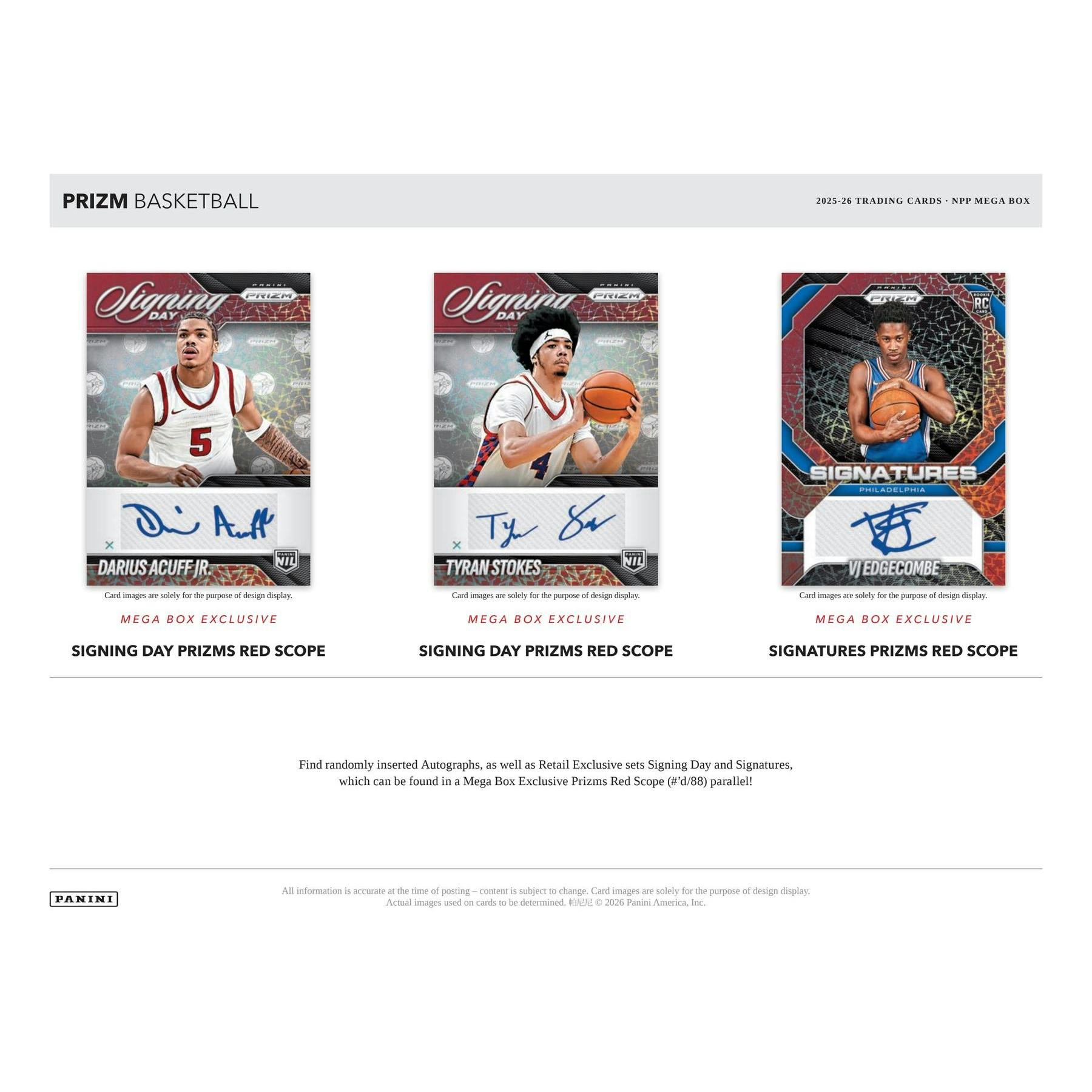 2025/26 Panini Prizm Basketball Mega Box (Red Ice Prizms!)