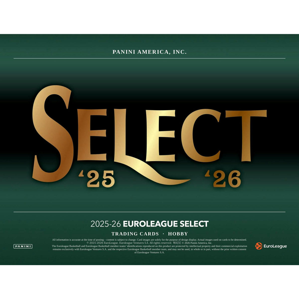 2025/26 Panini Select EuroLeague Basketball Hobby Pack