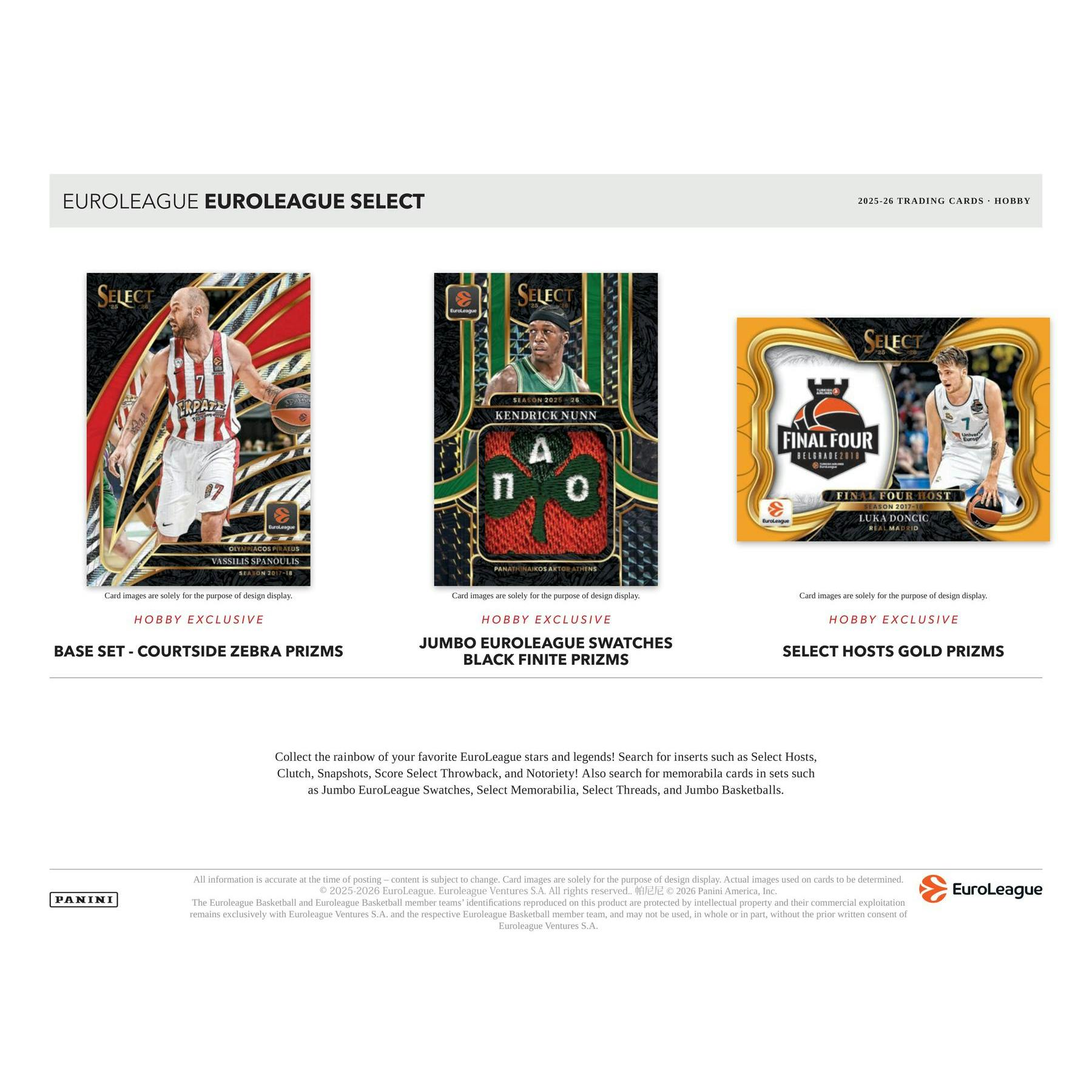 2025/26 Panini Select EuroLeague Basketball Hobby Pack