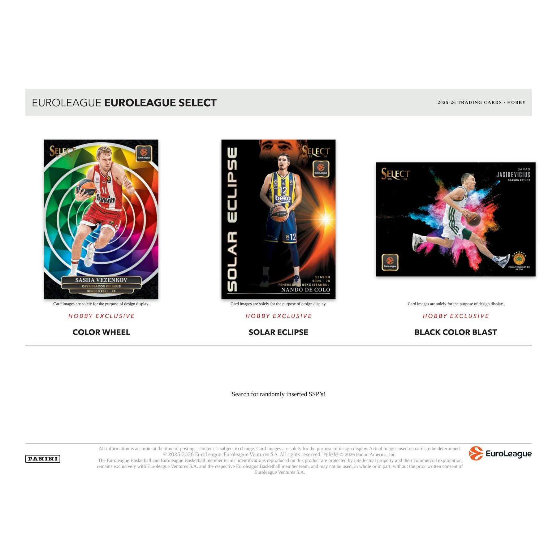 2025/26 Panini Select EuroLeague Basketball Hobby Pack