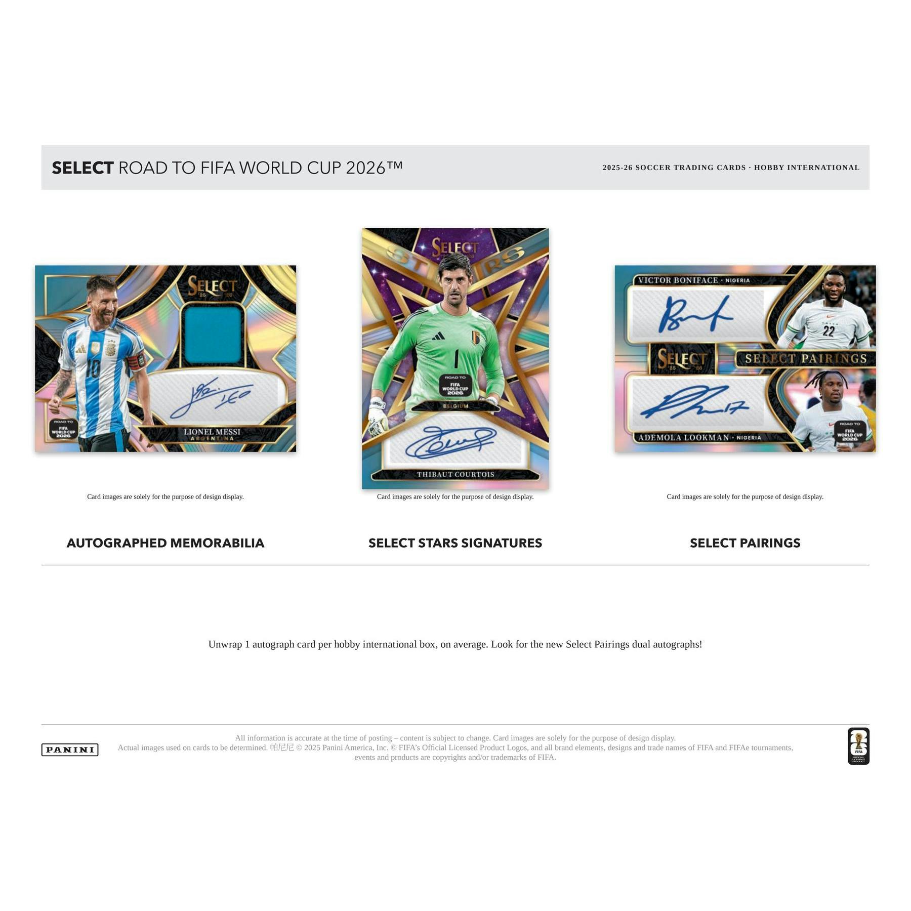 2025/26 Panini Select Road to FIFA World Cup Soccer Hobby International 12-Box Case