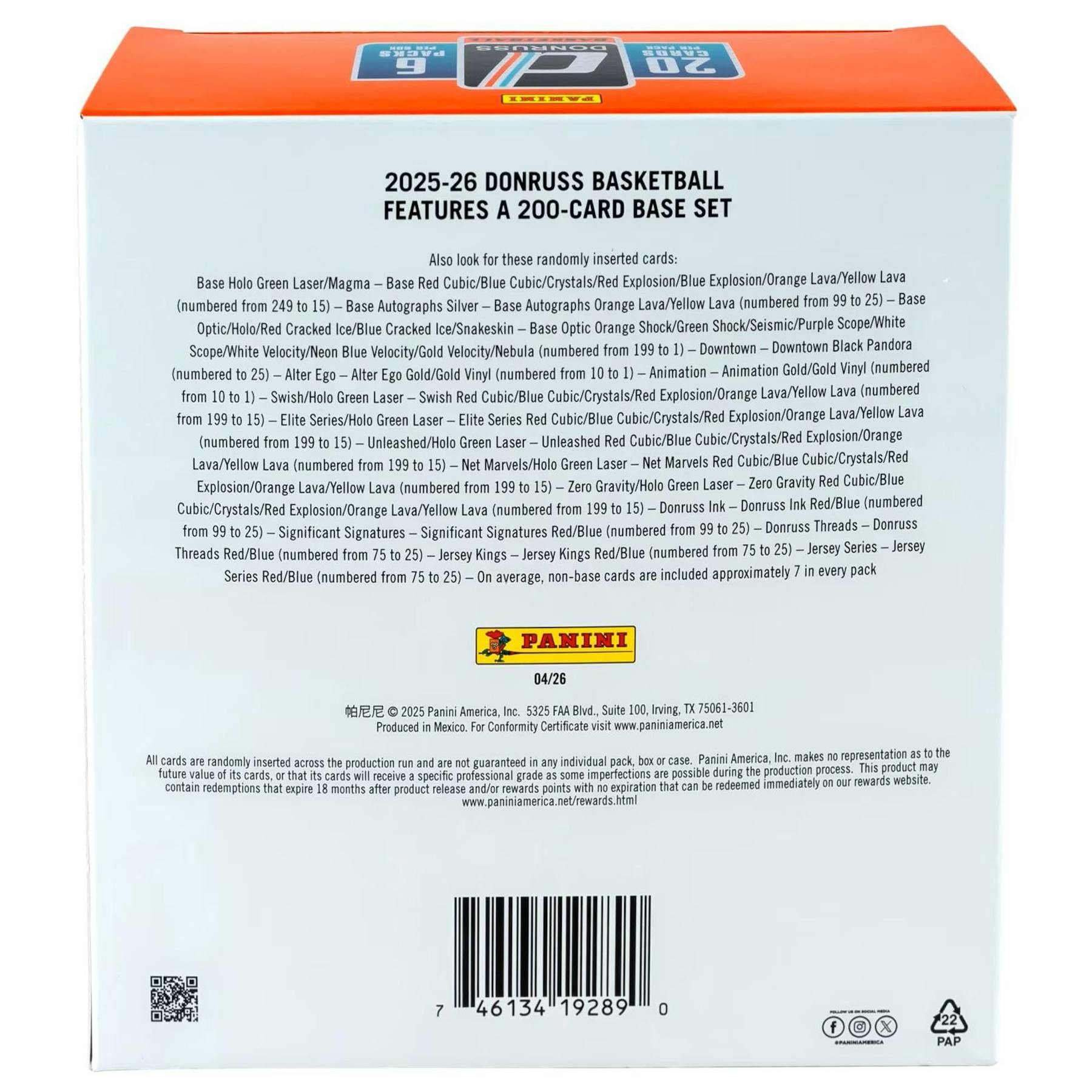 2025/26 Panini Donruss Basketball Mega 20-Box Case