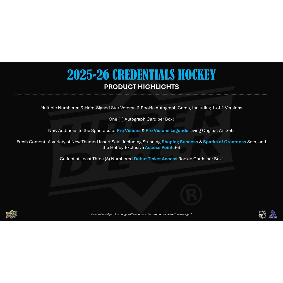 2025/26 Upper Deck Credentials Hockey Hobby 20-Box Case